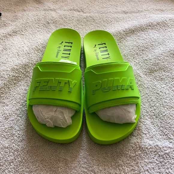 lime green fenty slides